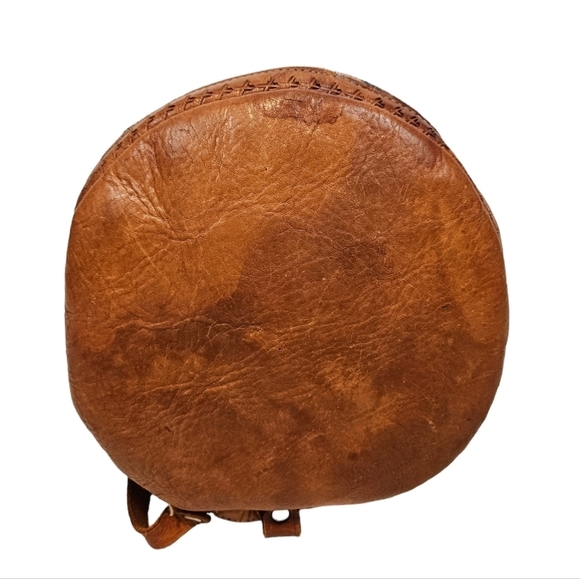 Vintage 90s‎ Pastel Bohemian Aztec Textile & Leather Backpack Bag - Picture 7 of 9